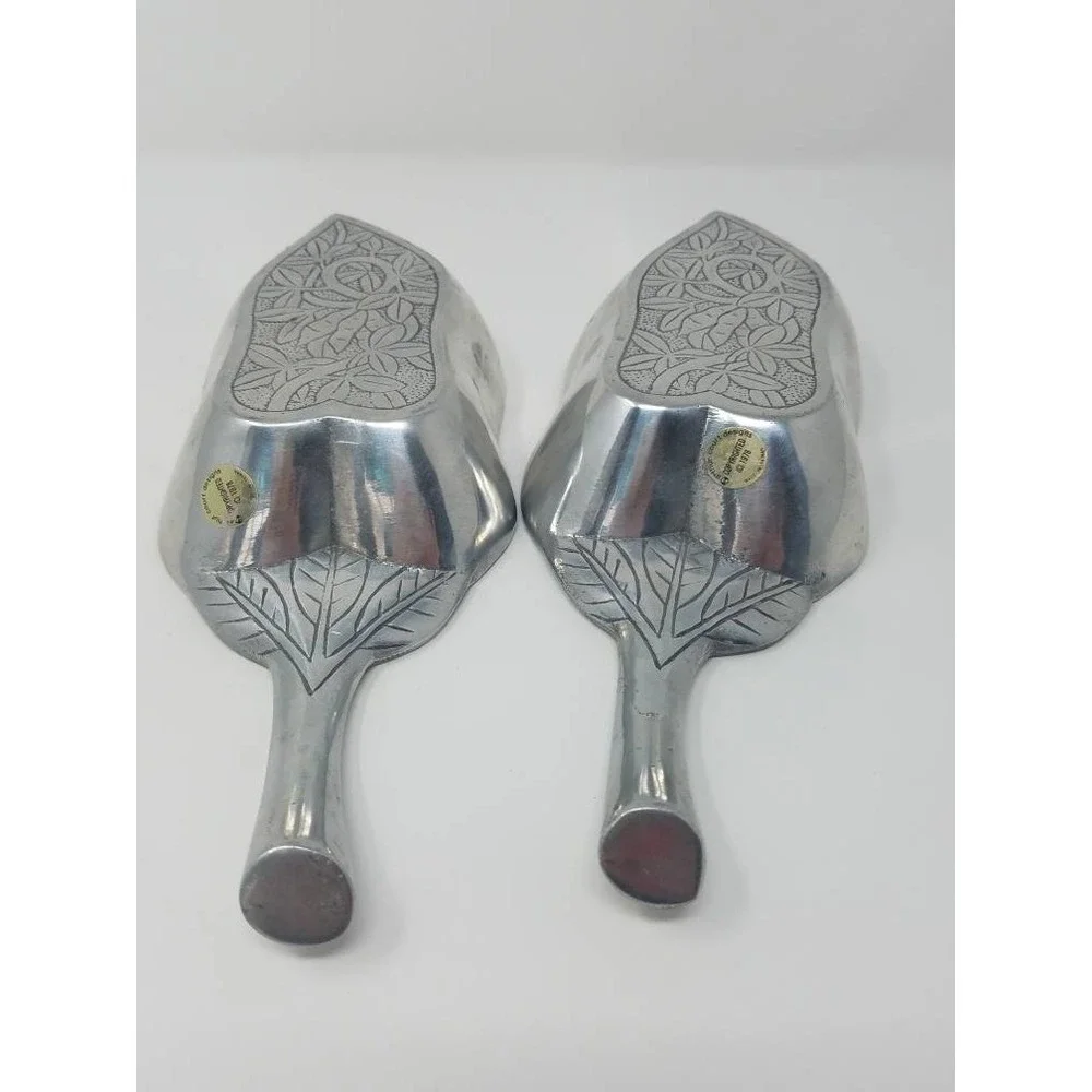 Vtg 1978 Aluminum Arthur Court leaf shaped dish bowl platter tray set‎ of 2 farm